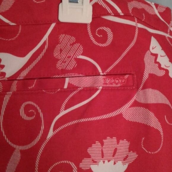 Izod Size 8 Skort Womens Red White Floral Print Cotton Spandex - Picture 9 of 10